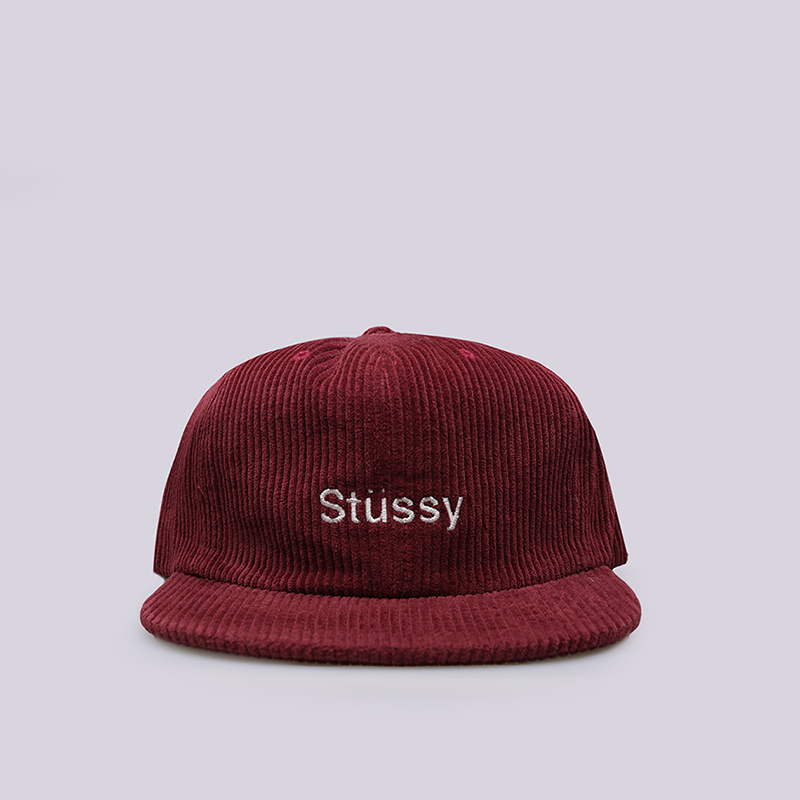  бордовая кепка Stussy Cord Strapback Cap 131772-burgundy - цена, описание, фото 1